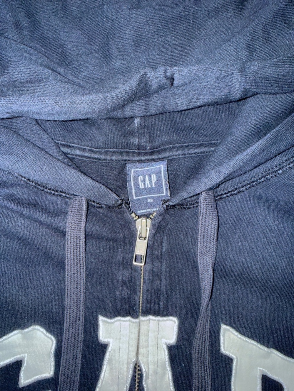 GAP Navy Hoodie with White Logo Sz XL - Picture 2 of 12